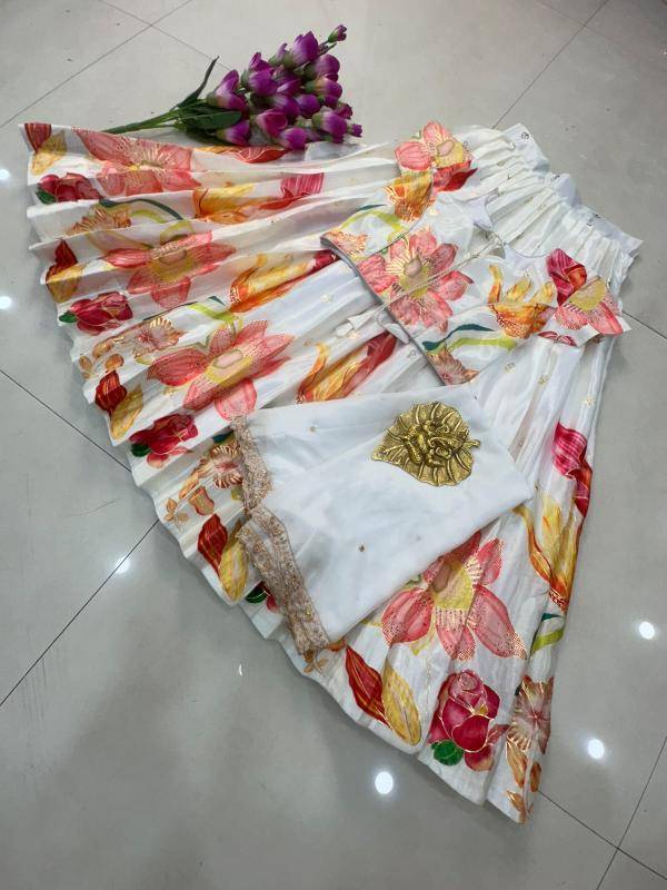 New launching position foil work lehenga choli silk  Luxury kids wear manufacturer